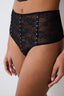 Shinny Lace Lace High Waist Thong Panties