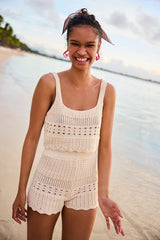 Stone Color Colette Embroidery Detailed Mini Shorts