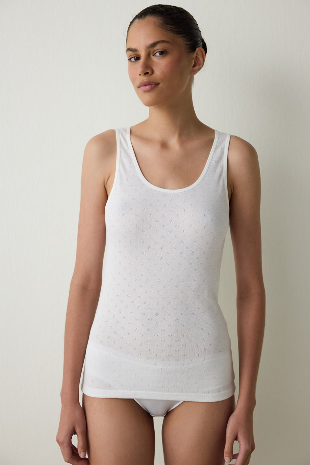 White Front Bow Thick Strappy Thermal Undershirt