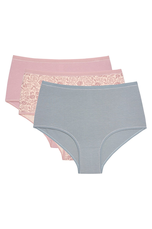 Rose Ceremony Floral Patterned High Waist 3-Pack Briefs Hover Image