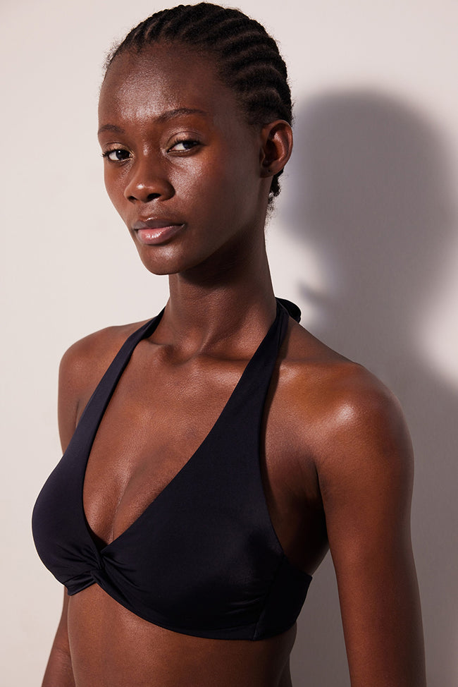 Triangle Twist Black Bikini Top Hover Image