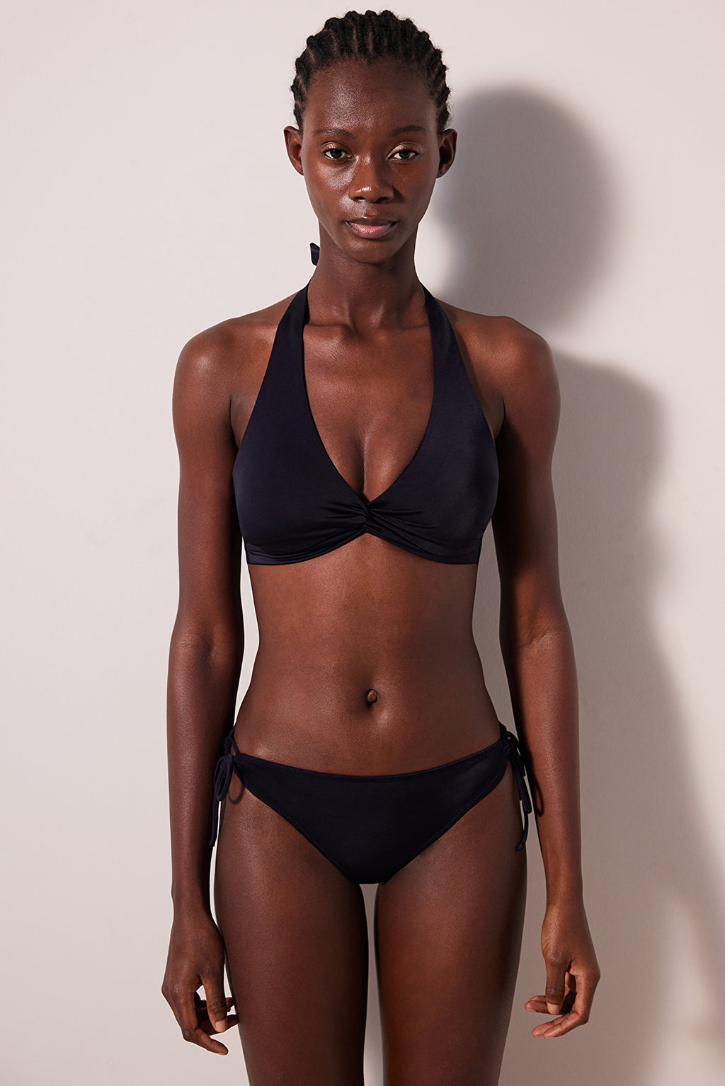 Triangle Twist Black Bikini Top