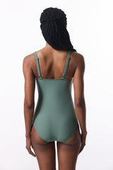 Khaki Pleated Swimsuit