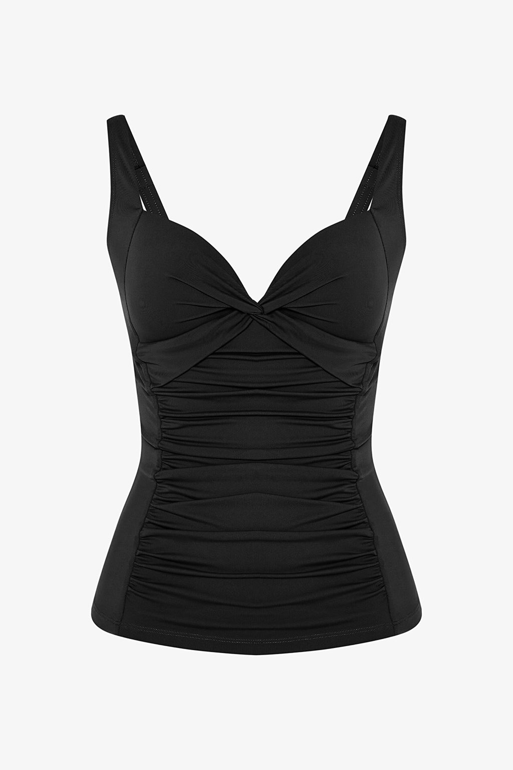 Black Gathered Bikini Top