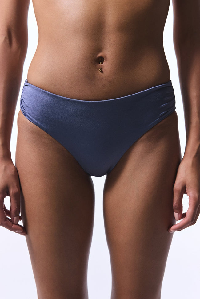 Gray Seashell Pleated Bikini Bottom - Gamze Erçel Collection Hover Image