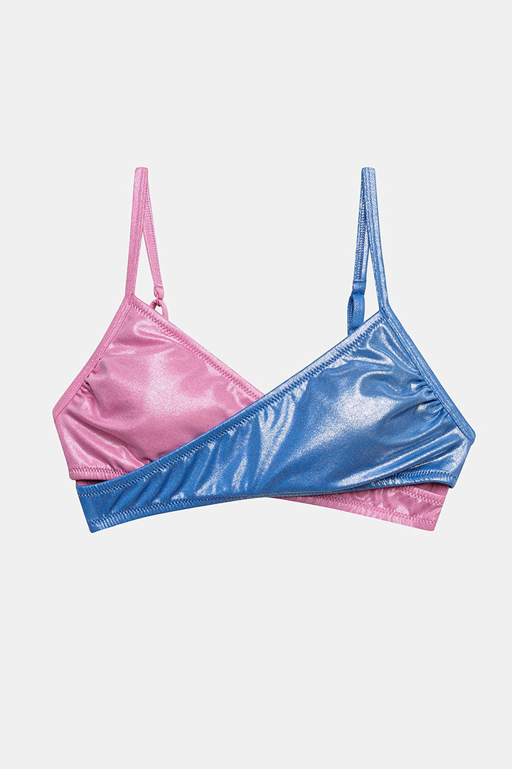 Teen Shiny Wrapy Multi Color Triangle Bikini Set