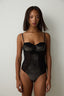 Black Underwired Velvet Thong Bodysuit