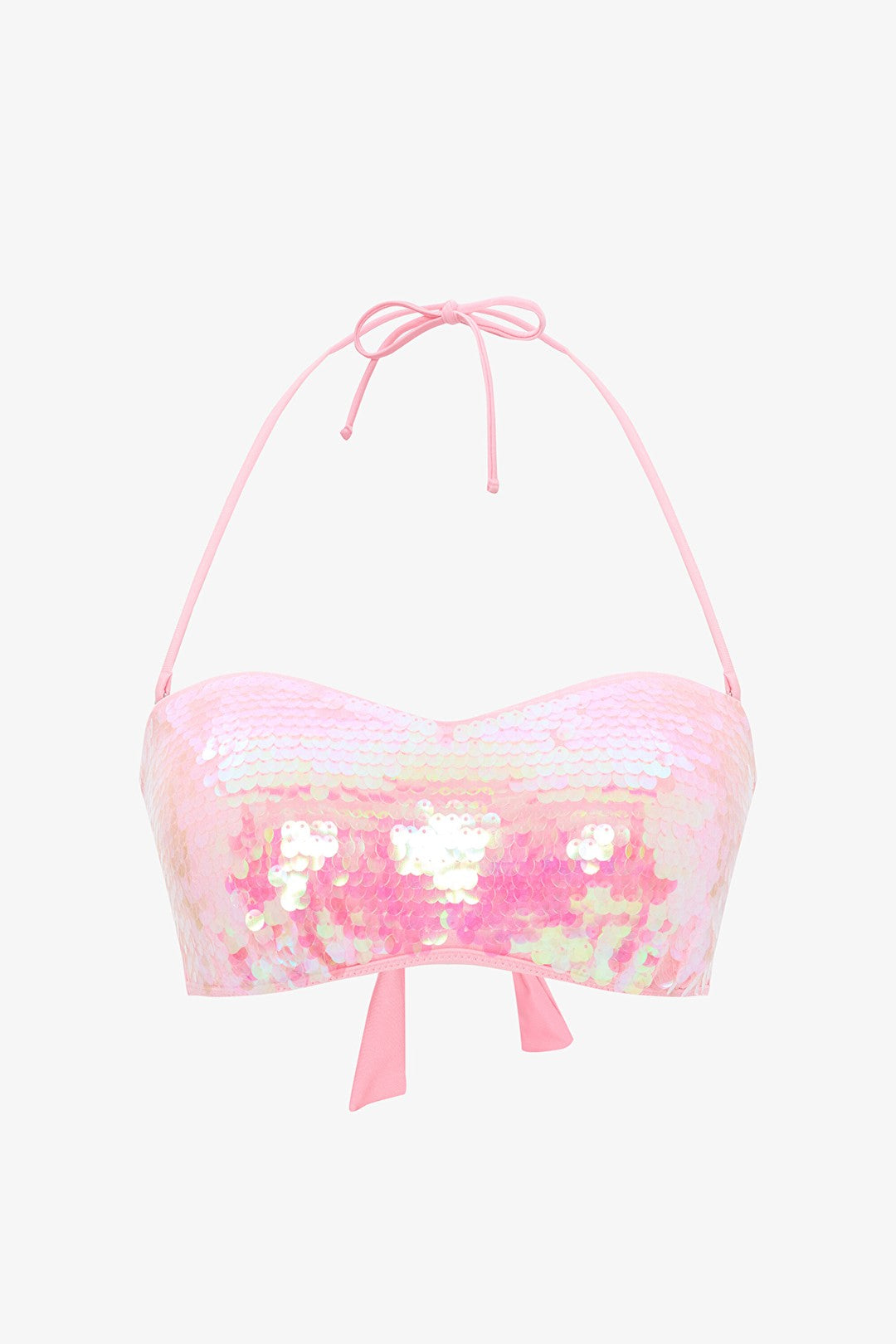 Sequin Pink Strapless Bikini Top - Gamze Erçel Collection