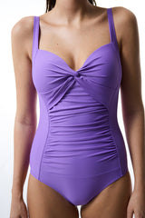Purple Shirred Corset Swimsuit