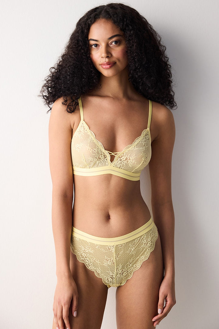 Triangle Lace Yellow Bra