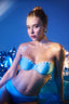 Seashell Blue Gathered Bikini Bottom - Gamze Erçel Collection