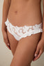 Off-White Embroidered Floral Patterned Bridal Brazilian Panties
