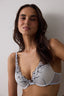 Striped Patterned Freya Embroidered Detailed Underwire Push Up Bra