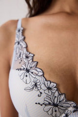 Striped Patterned Freya Embroidered Detailed Underwire Push Up Bra
