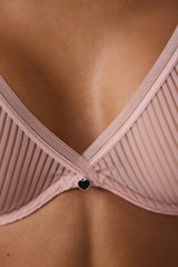Light Dusty Rose Pureness Striped Underwire Non-Padded Bra
