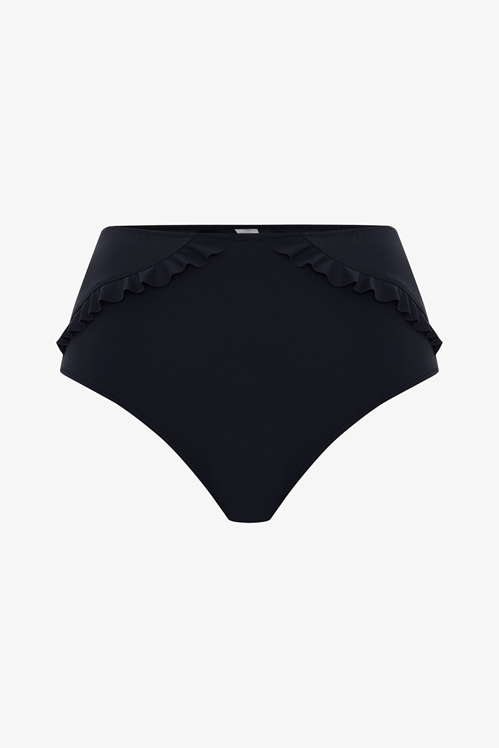 Black New High Ruffle High Waist Bikini Bottom