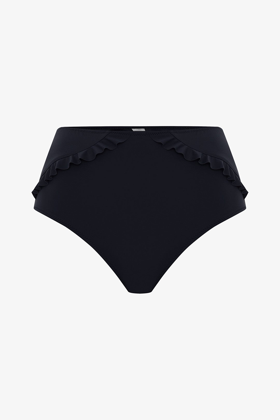 Black New High Ruffle High Waist Bikini Bottom