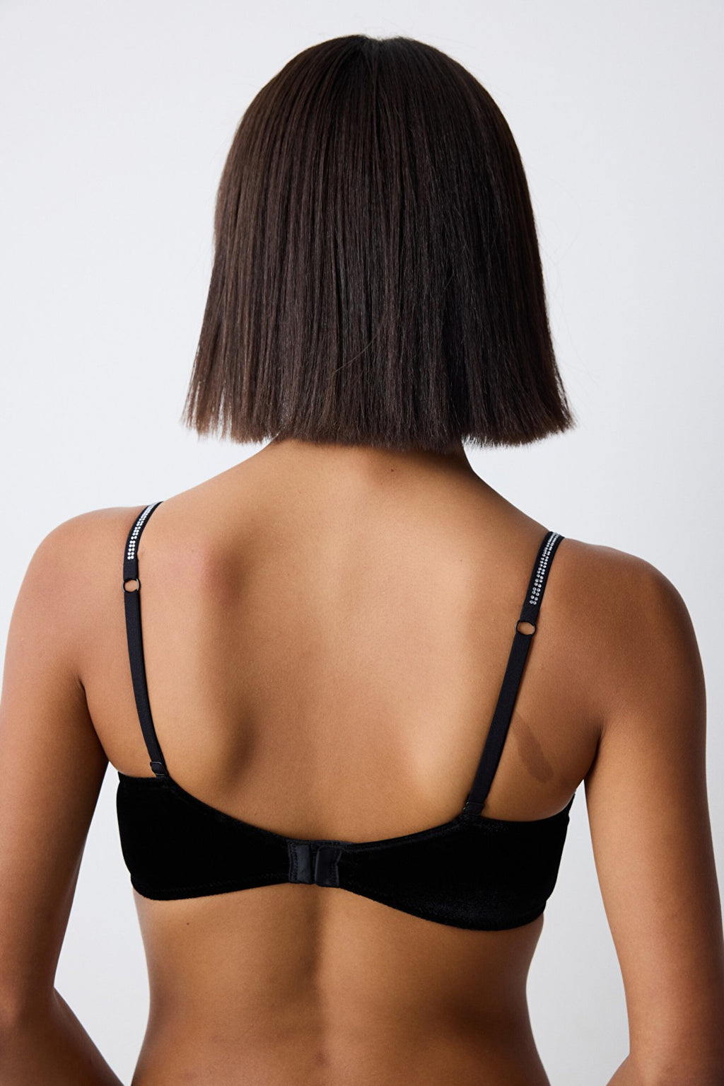 Velvet Deep Cleavage Black Bra