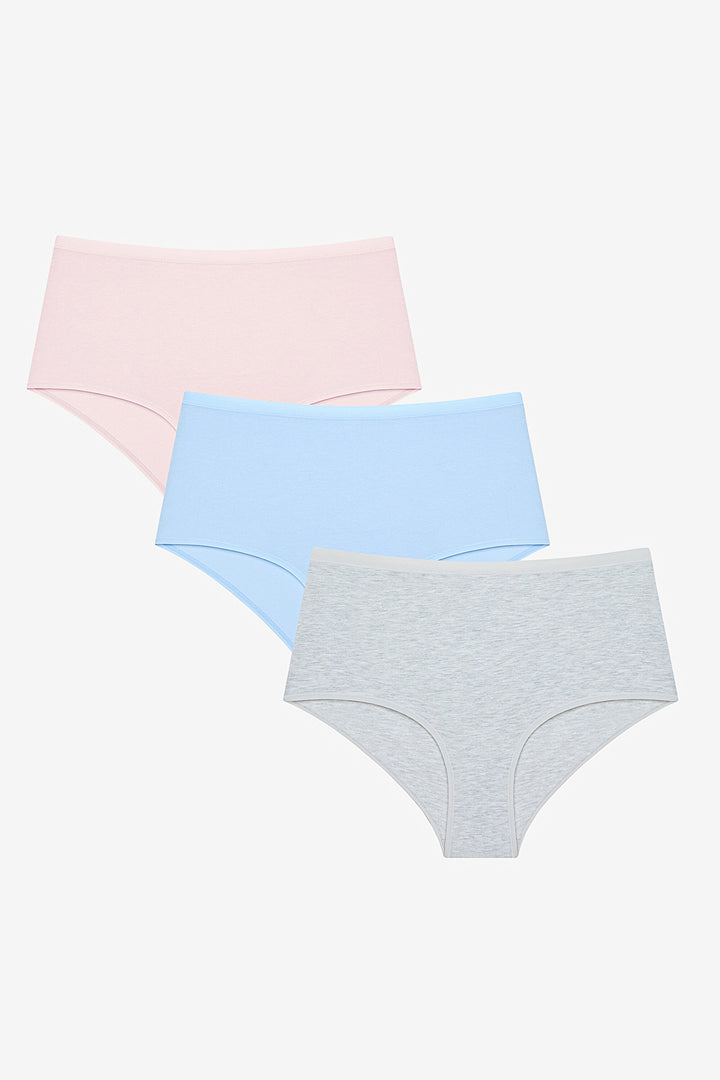 Soft Pastel 3-Piece High Waist Multicolored Slip Panties