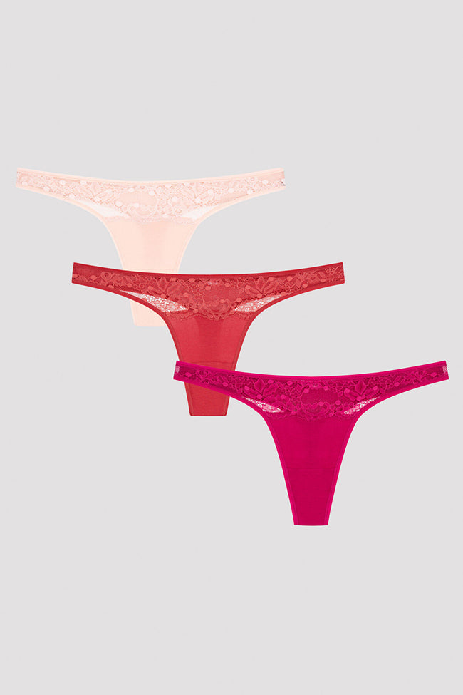 Hot Summer Lacy Detailed 3packed Thong Hover Image