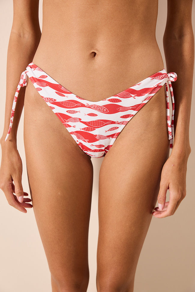 Marine Fish V ring Textured Multi Color Bikini Bottom Hover Image