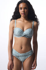 Green Geometric Patterned Balconette Bikini Top