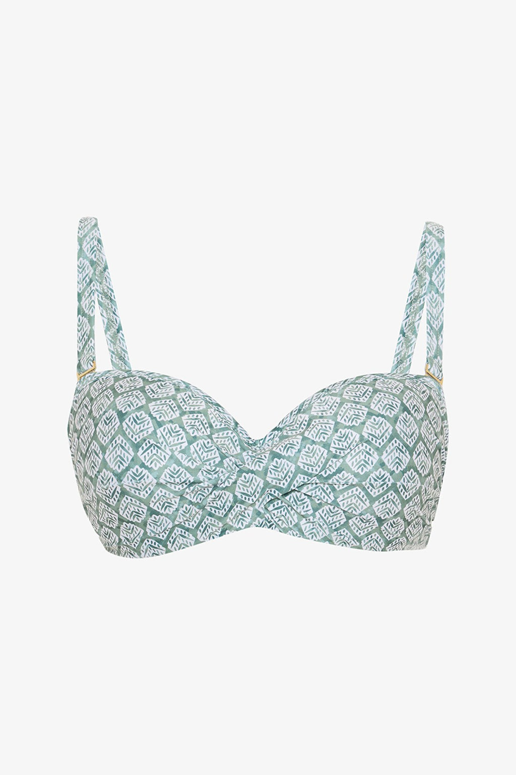 Green Geometric Patterned Balconette Bikini Top