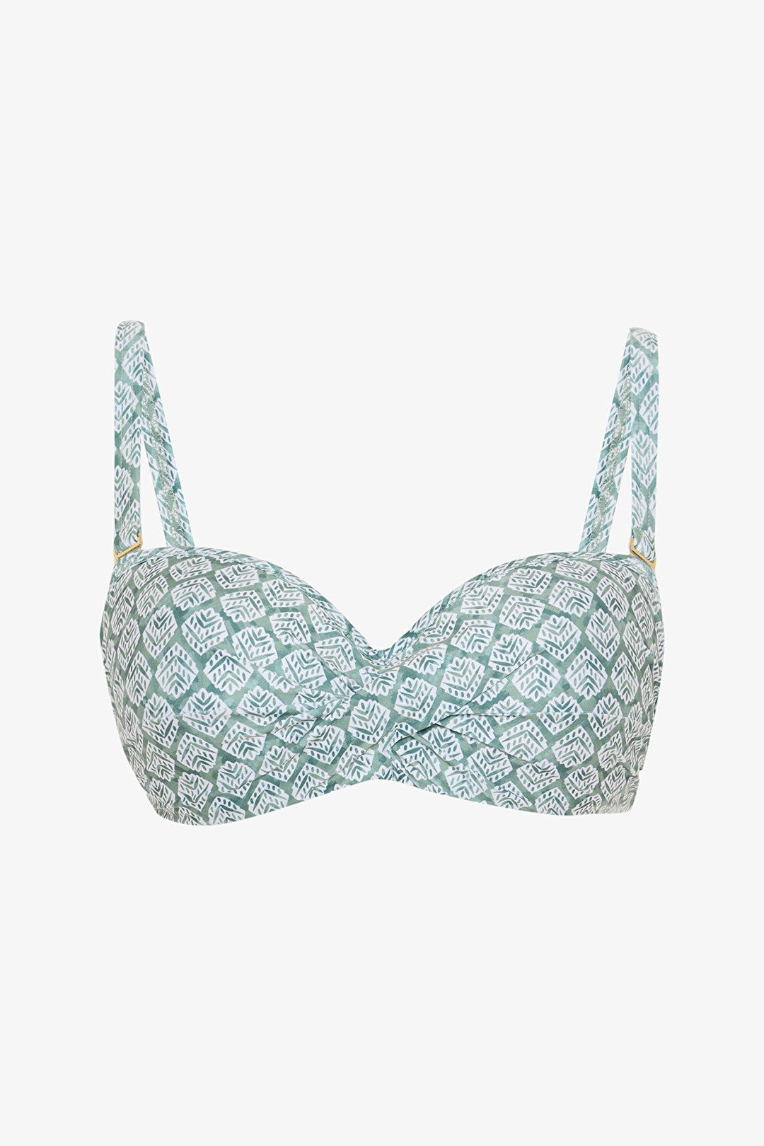 Green Geometric Patterned Balconette Bikini Top