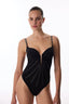 Black Satin Deep V Wire Bodysuit