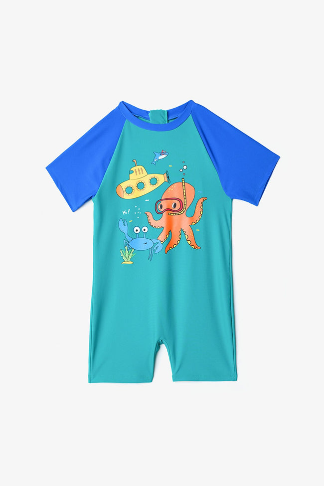 Turquoise Boys UV Protection Swimsuit Hover Image