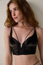 Black Embroidered Tulle Coverless Crop Bustier