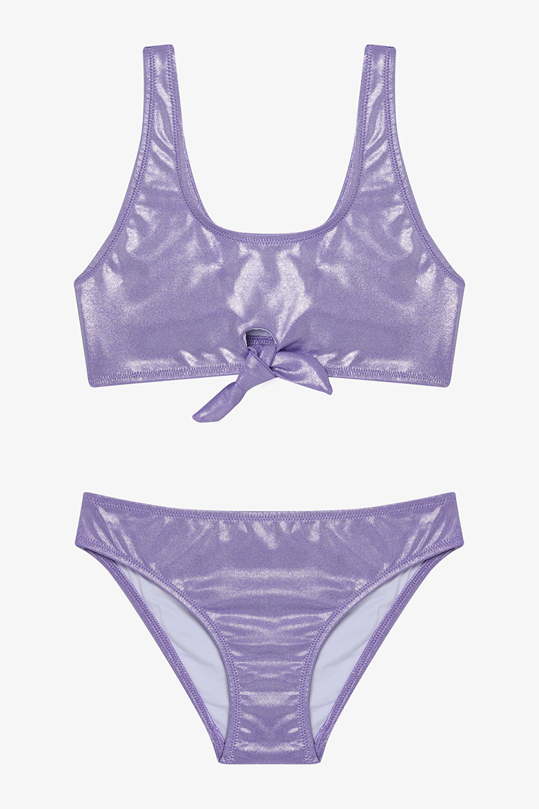 Lilac Girls Shiny Halter Neck Bikini Set