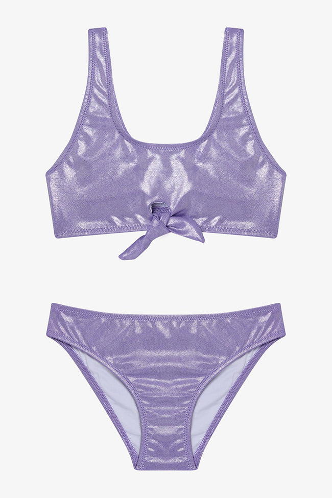 Lilac Girls Shiny Halter Neck Bikini Set Hover Image