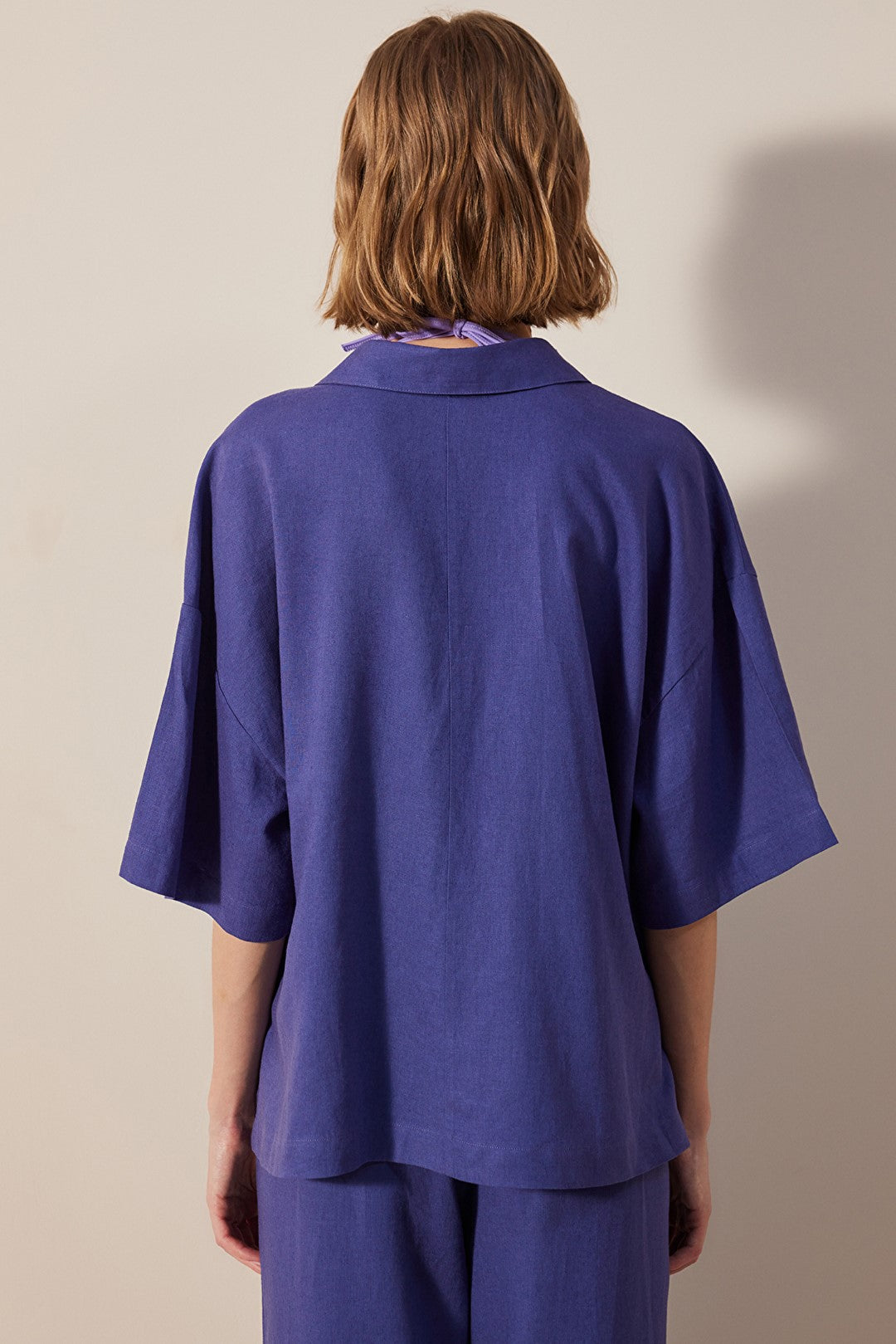 Linen Natural Dark Blue Shirt