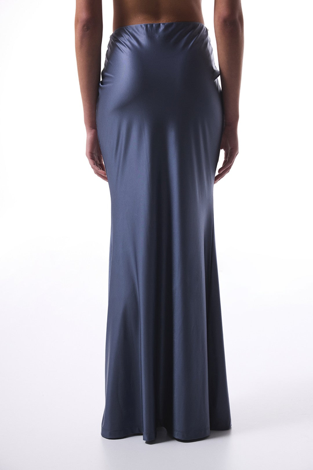 Gray Seashell Pleated Long Skirt - Gamze Erçel Collection