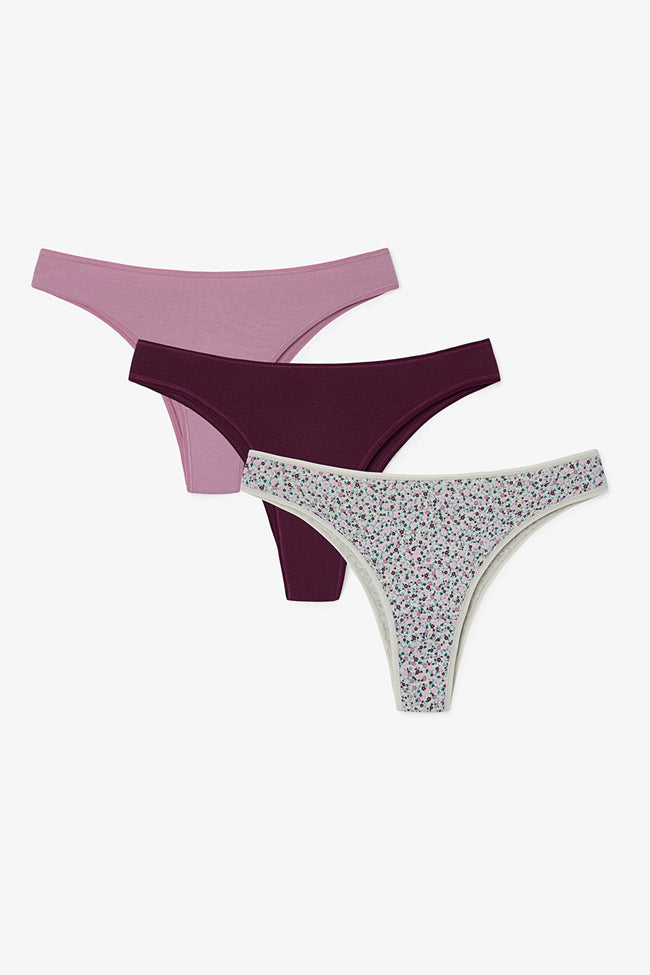 Ditsy Dance Floral Medium Waist 3-Pack Brazilian Panties Hover Image