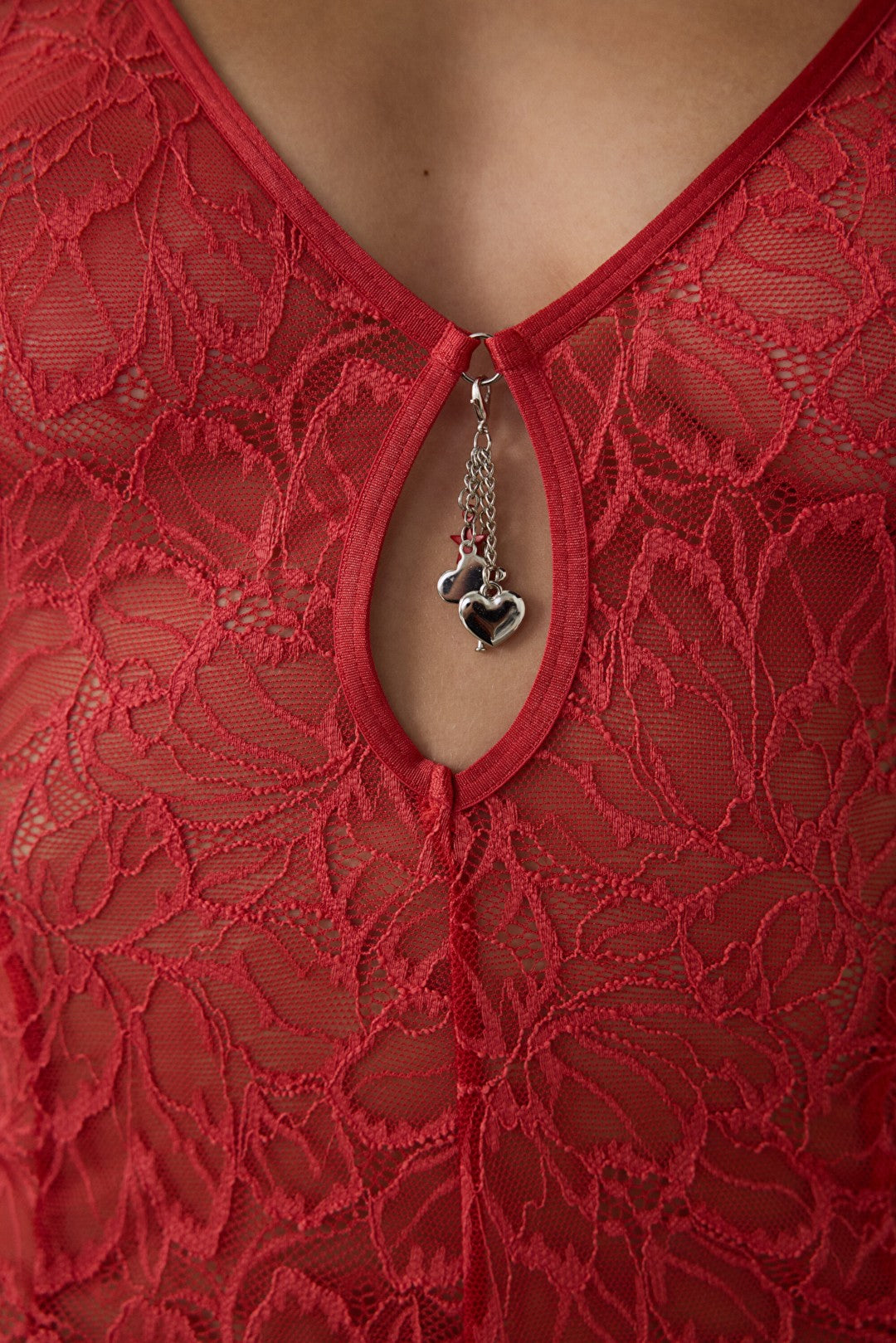 Red Full Lace Teddy Jumpsuit