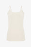 Beige V-Neck Thin Strap Cotton Tank Top