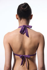 Purple Flora Cup Push Up Bikini Top