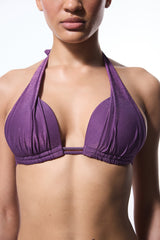 Purple Flora Cup Push Up Bikini Top