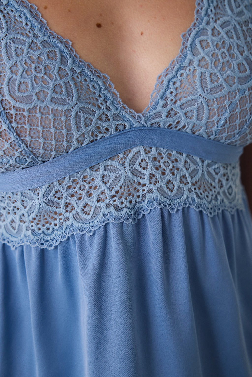 Blue Luna Lace V-Neck Satin Pajama Top