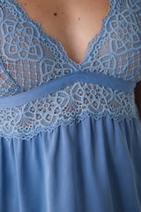 Blue Luna Lace V-Neck Satin Pajama Top