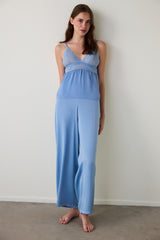 Blue Luna Lace V-Neck Satin Pajama Top
