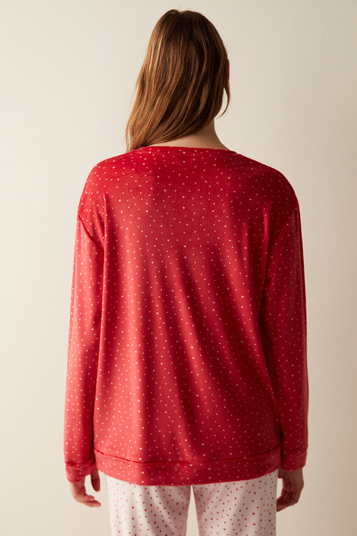 Star Red Fuzzy Sweatshirt PJ Top