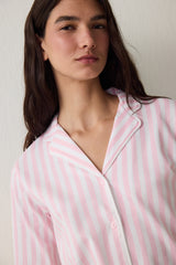 Light Pink Cotton Long Sleeve Shirt Pajama Set