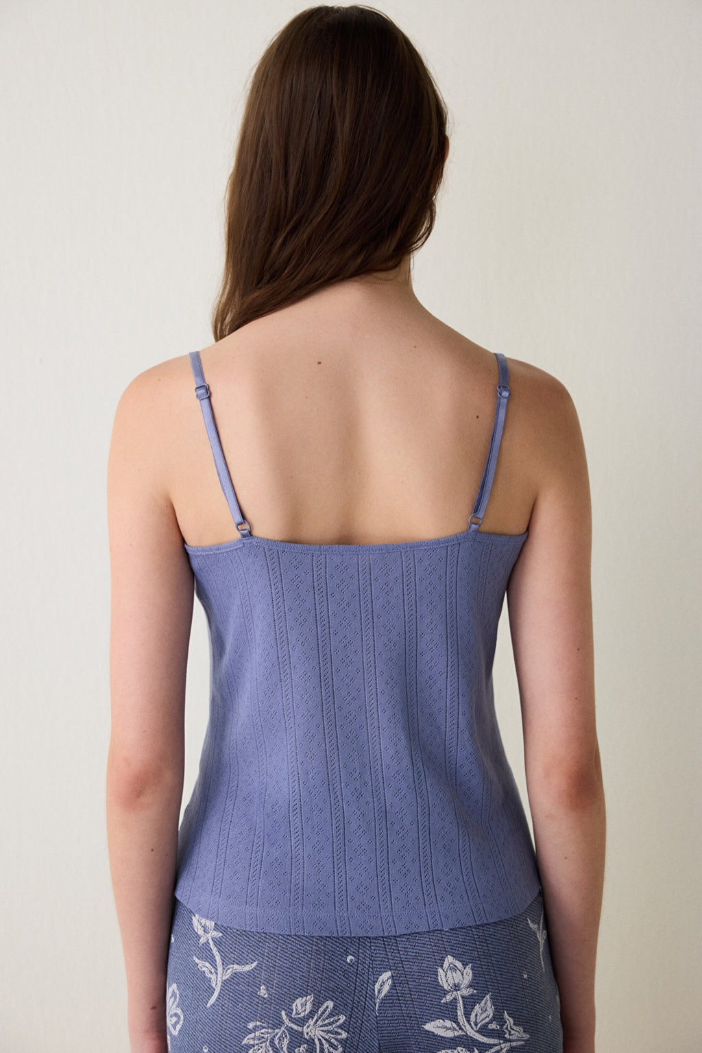 Indigo Hailee Floral Lace Cotton Openwork Pajama Top