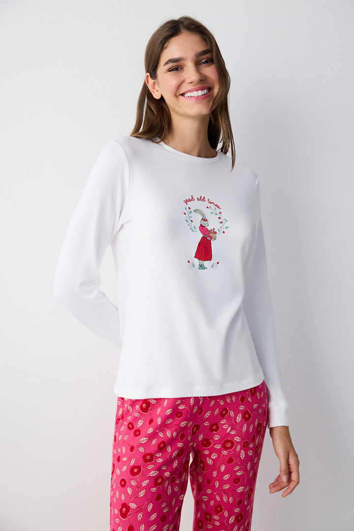 Bloom Thermal White T-Shirt Pajama Top