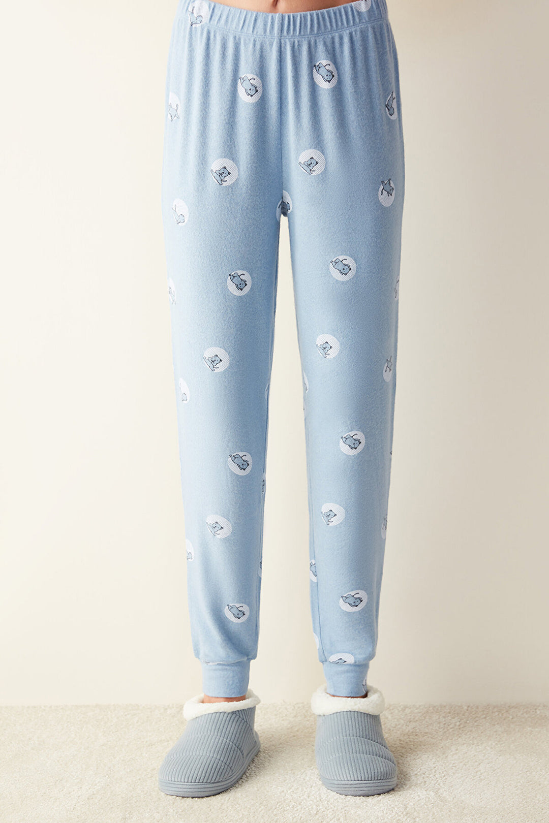 Moon Yoga Printed Blue Trousers Pajama Bottoms