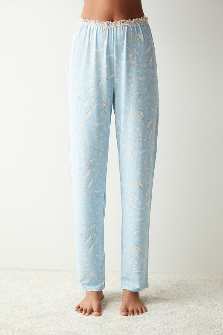 Maye Printed Blue Trousers Pajama Bottoms