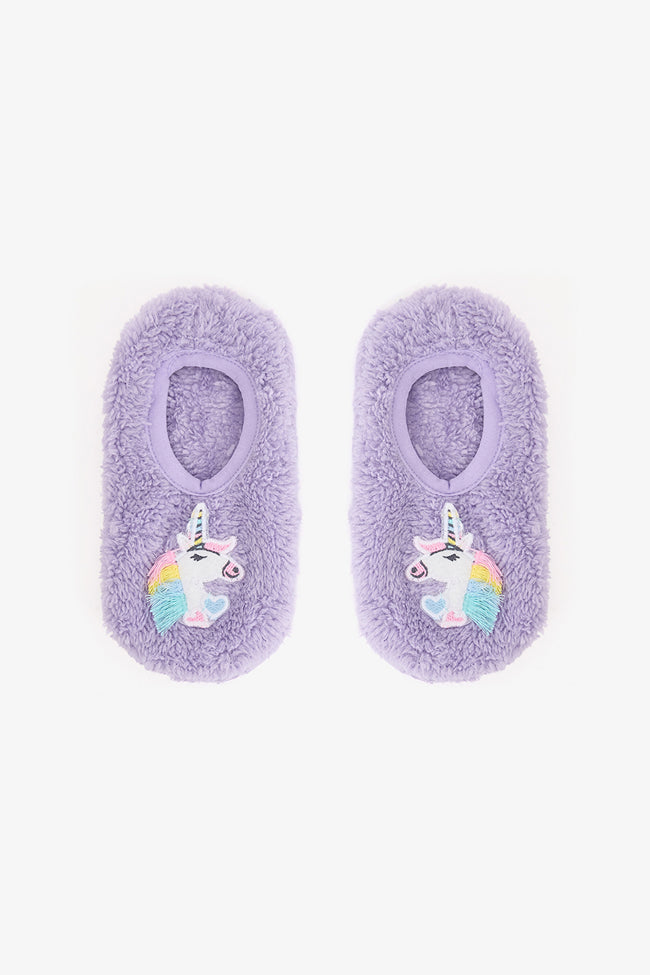 Lilac Girls Unicorn Patterned Non-Slip Sole Home Slippers Hover Image